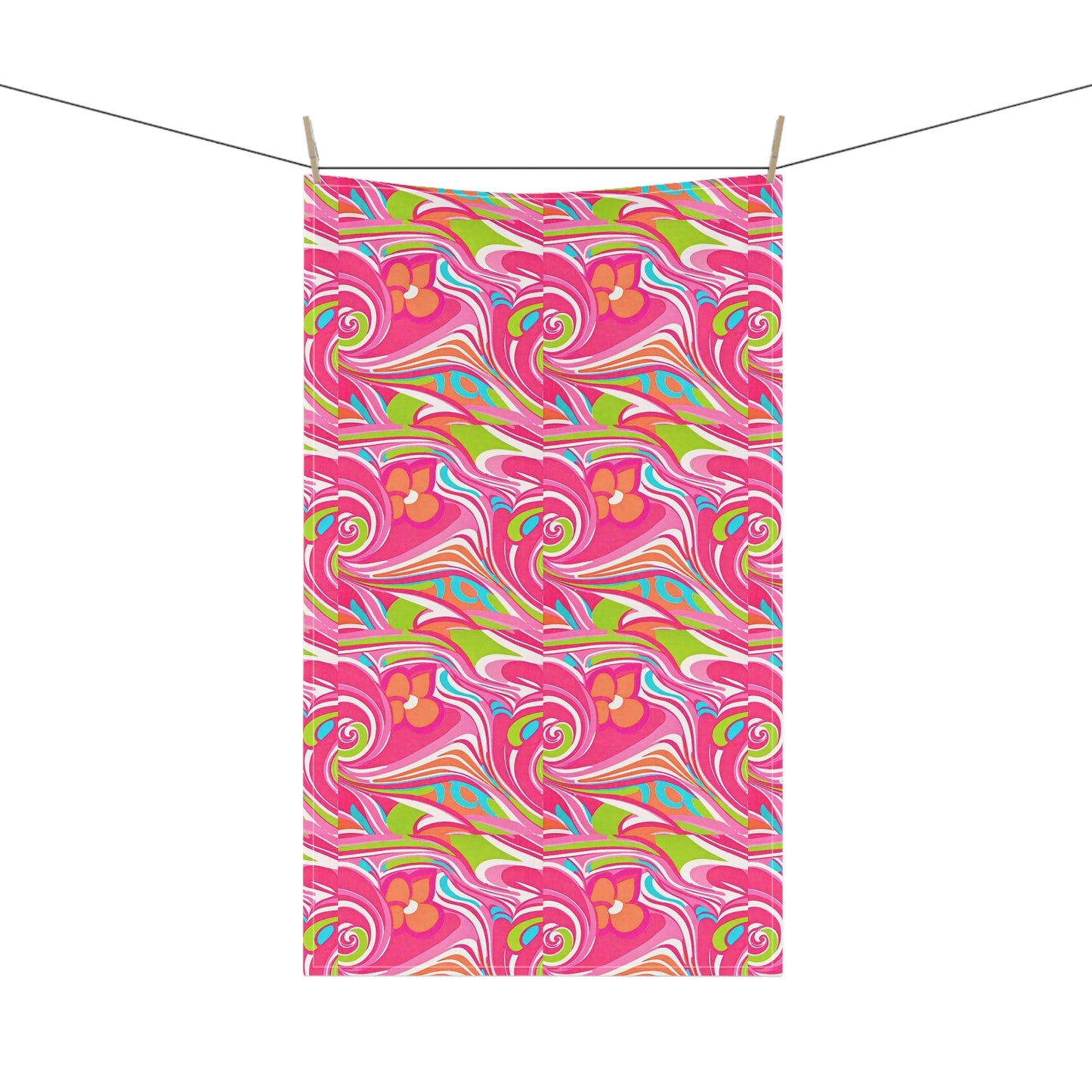 Summer in Florence Italian Disco Fashion Pattern Hot Pink Decorative Kitchen Tea Towel/Bar Towel