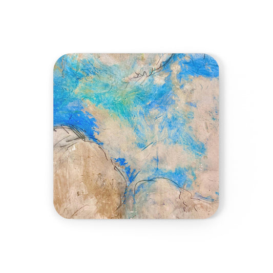 Fresco Clouds Painting Cocktail Party Beverage Entertaining Corkwood Coaster Set