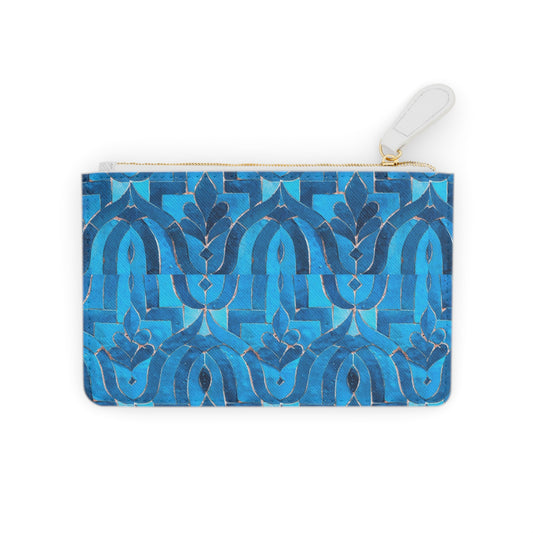 Blue Cobalt Moroccan Villa Fountain Tile Travel Coin Purse Mini Pouch Clutch Bag