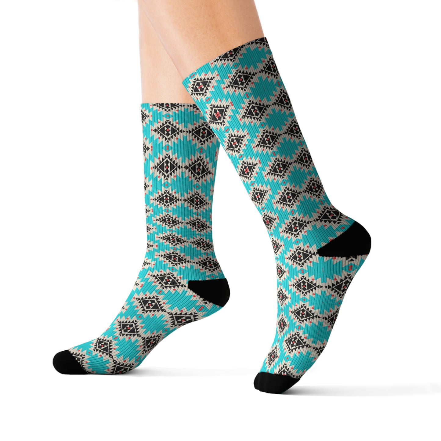 Navajo Concho Turquoise Decorative Pattern Sublimation Socks