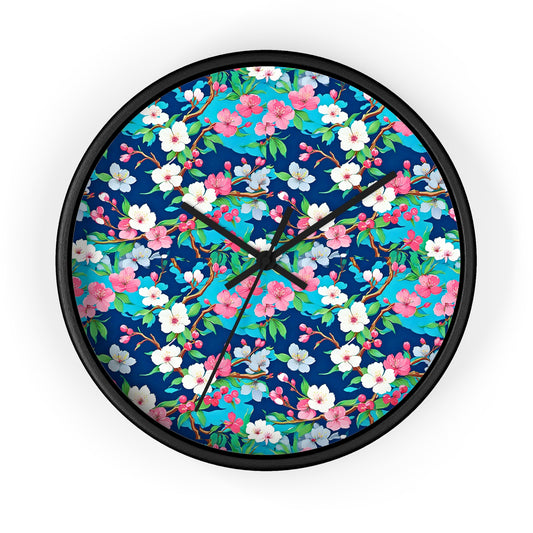 Cherry Blossoms Japanese Floral Decorative Wall Clock