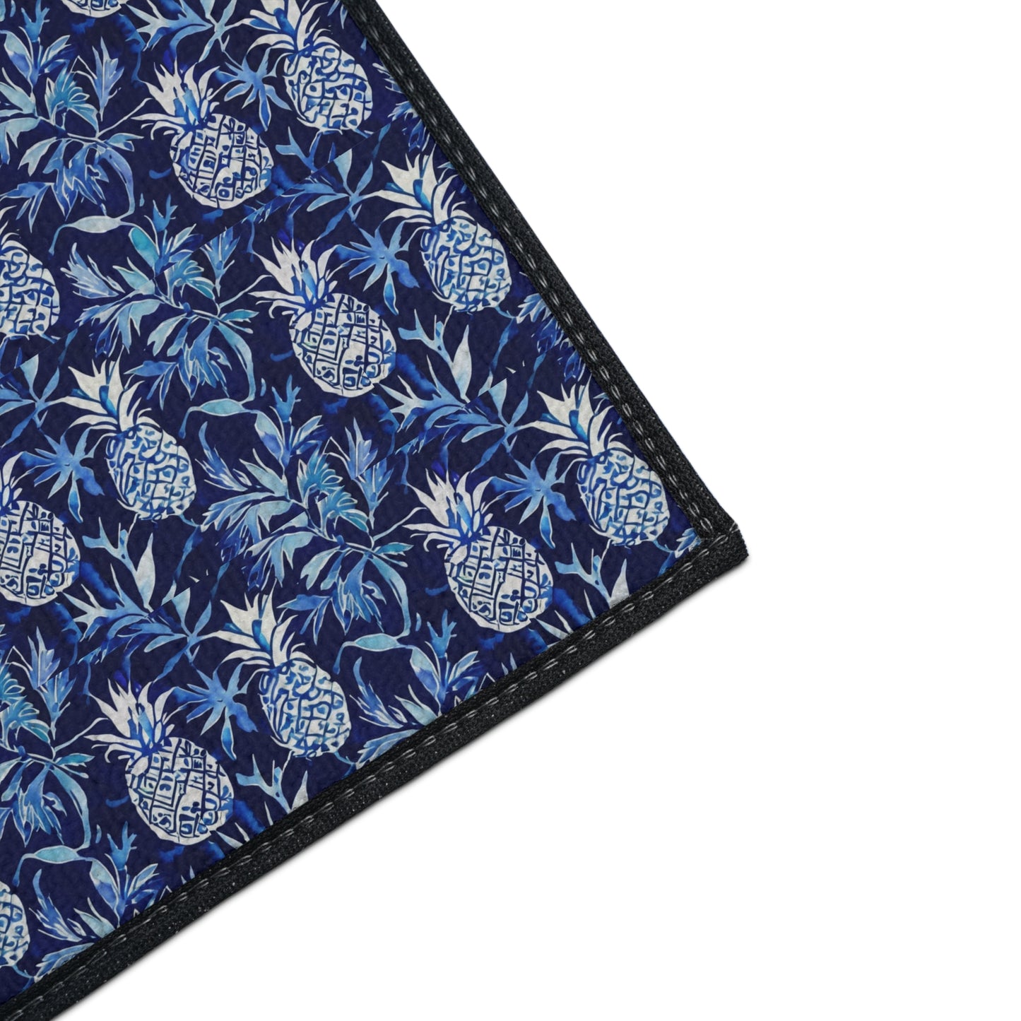 Blue and White Pineapple Batik Decorative Indoor Outdoor Heavy Duty Floor Mat