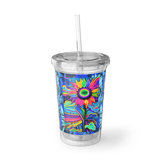 Electric Sunflower Collage Cold Beverage Suave Acrylic Cup