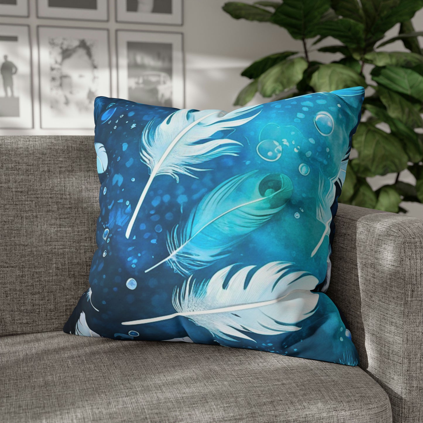 Sea of Feathers Decorative Square Poly Canvas Pillow Cover