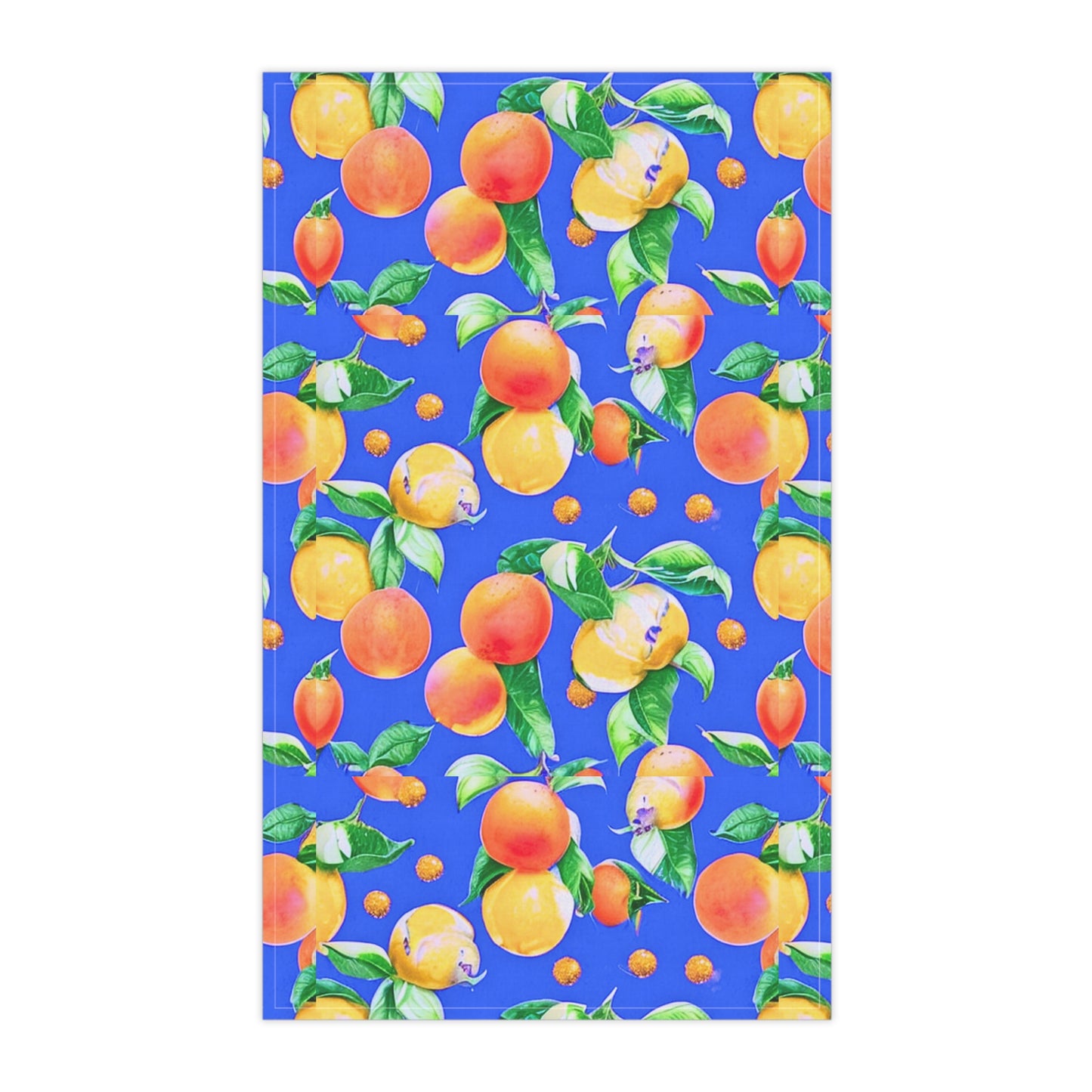 Fruity Galore Vintage Pattern Midcentury Modern Blue Decorative Kitchen Tea Towel/Bar Towel