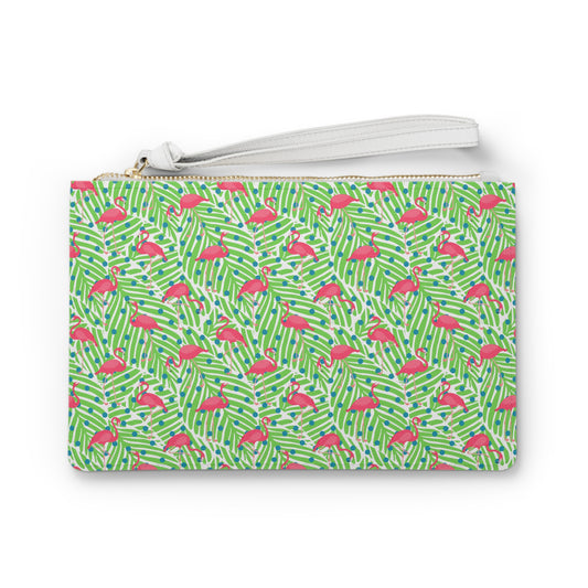 Dancing Pink Flamingos Clutch Pouch Bag