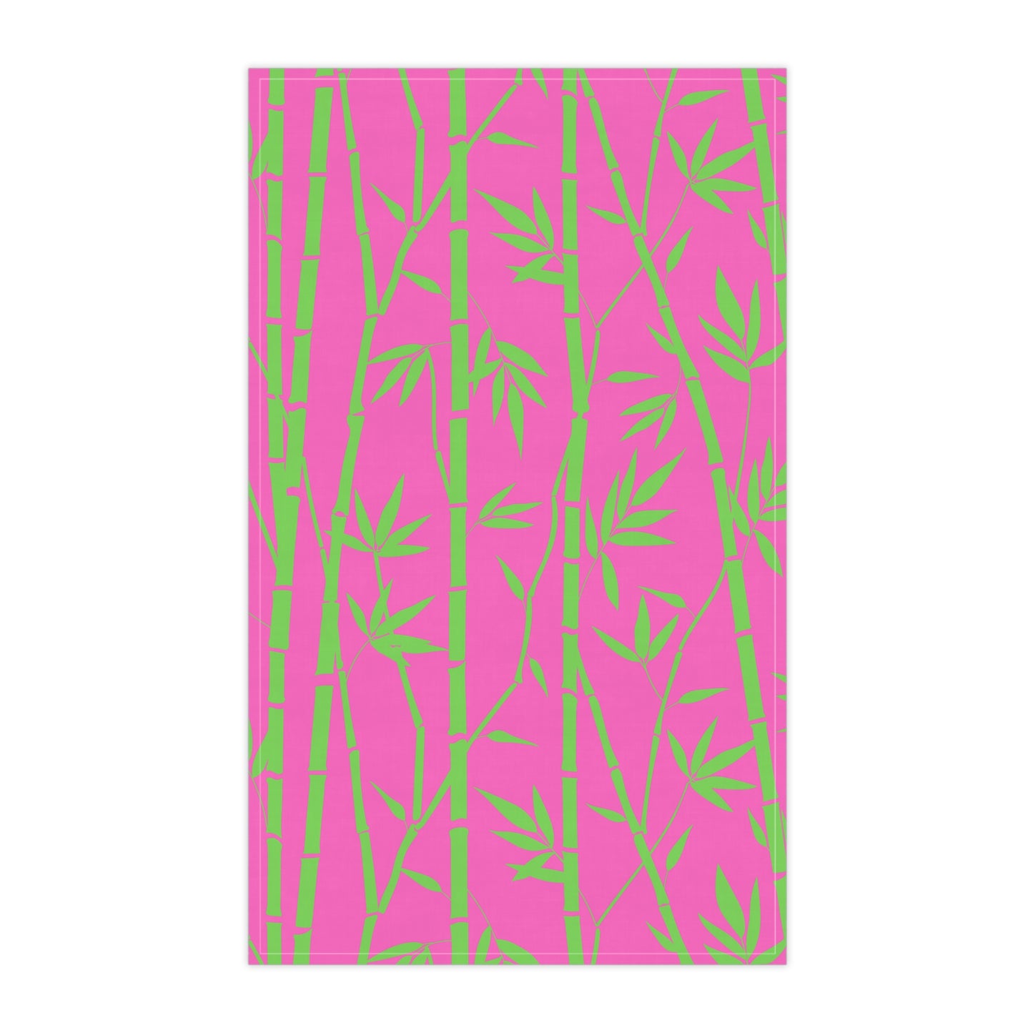 Bamboo Zen Meditation Garden Hot Pink Lime Green Decorative Kitchen Tea Towel/Bar Towel