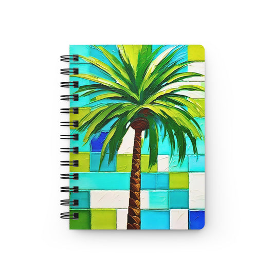 Turks and Caicos Palm Tree Poolside Tile Ocean Vacation Travel Writing Spiral Bound Journal