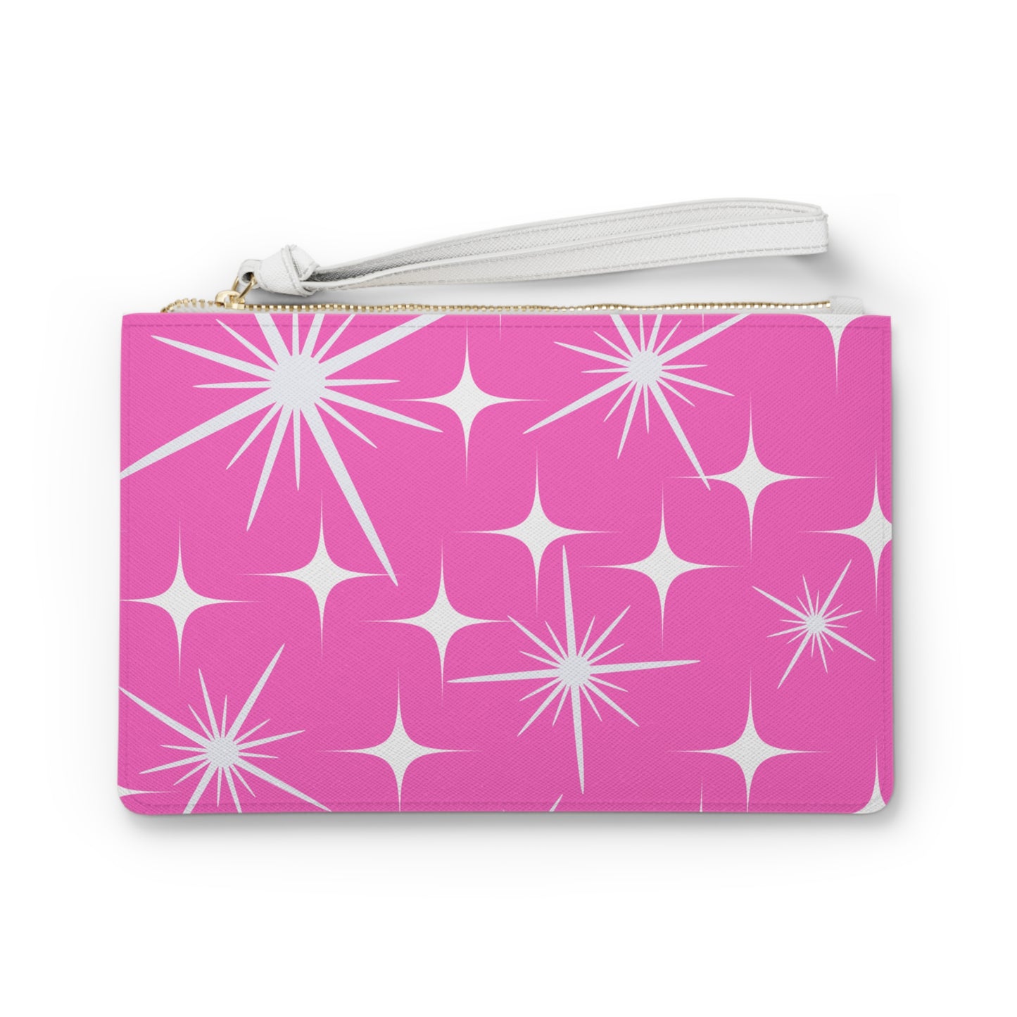 Midcentury Modern Celestial Stars Pink Errands Evening Pouch Clutch Bag