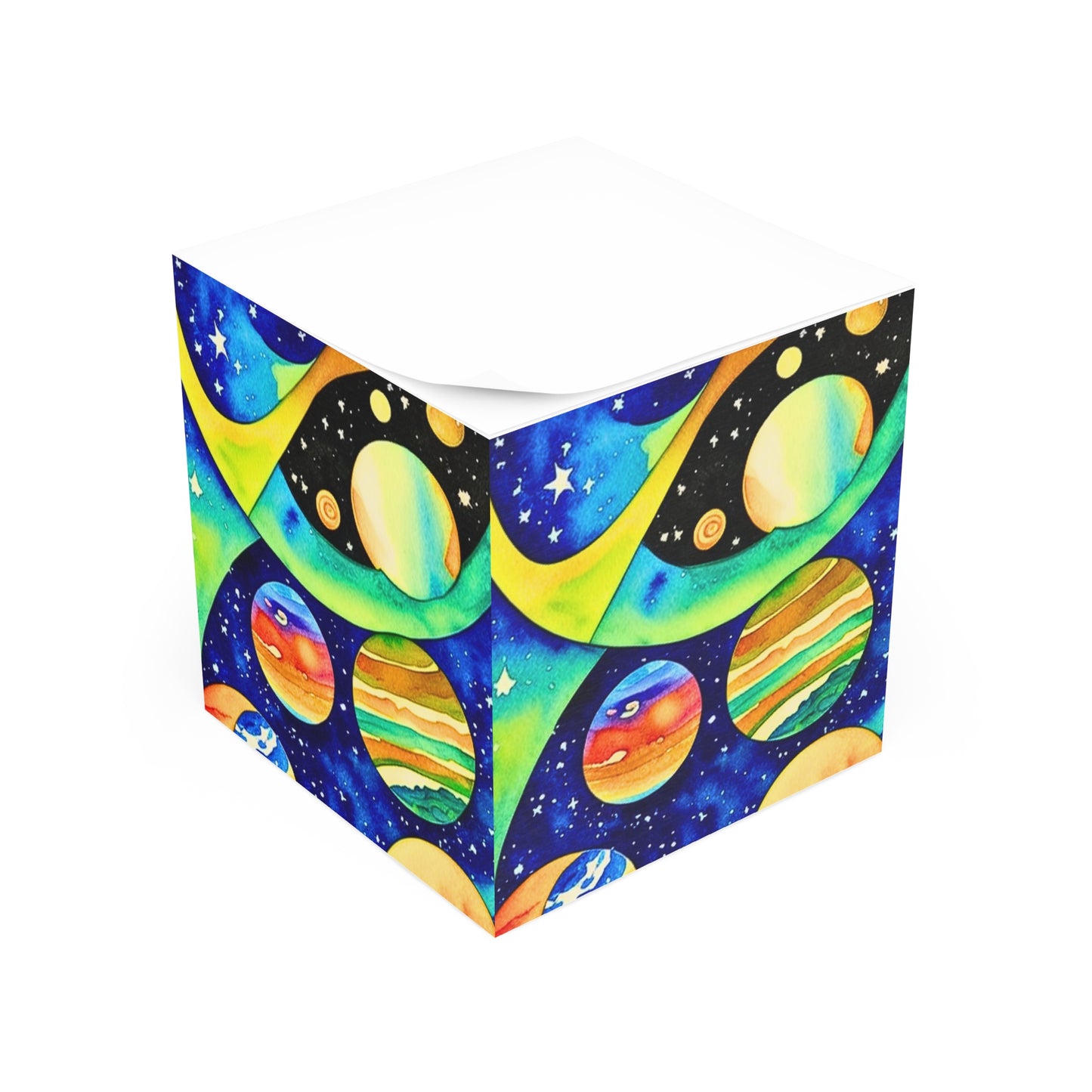 Galaxy Daydreaming Watercolor Painting Paper Note Cube