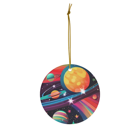 Space Age Cosmo Planets and Galaxies Ceramic Ornament