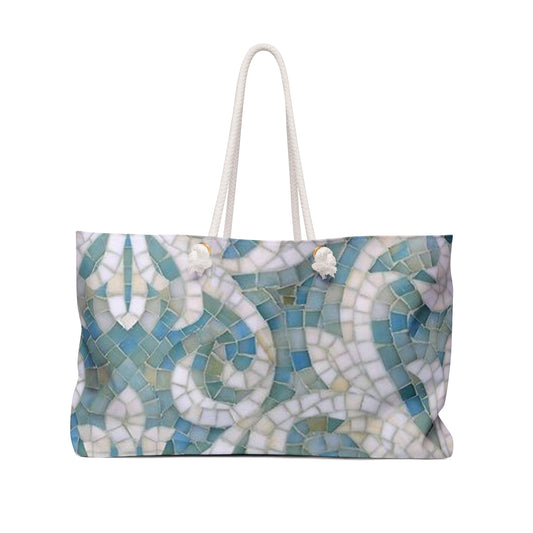 Aqua Mosaic Tile Weekender Tote Bag