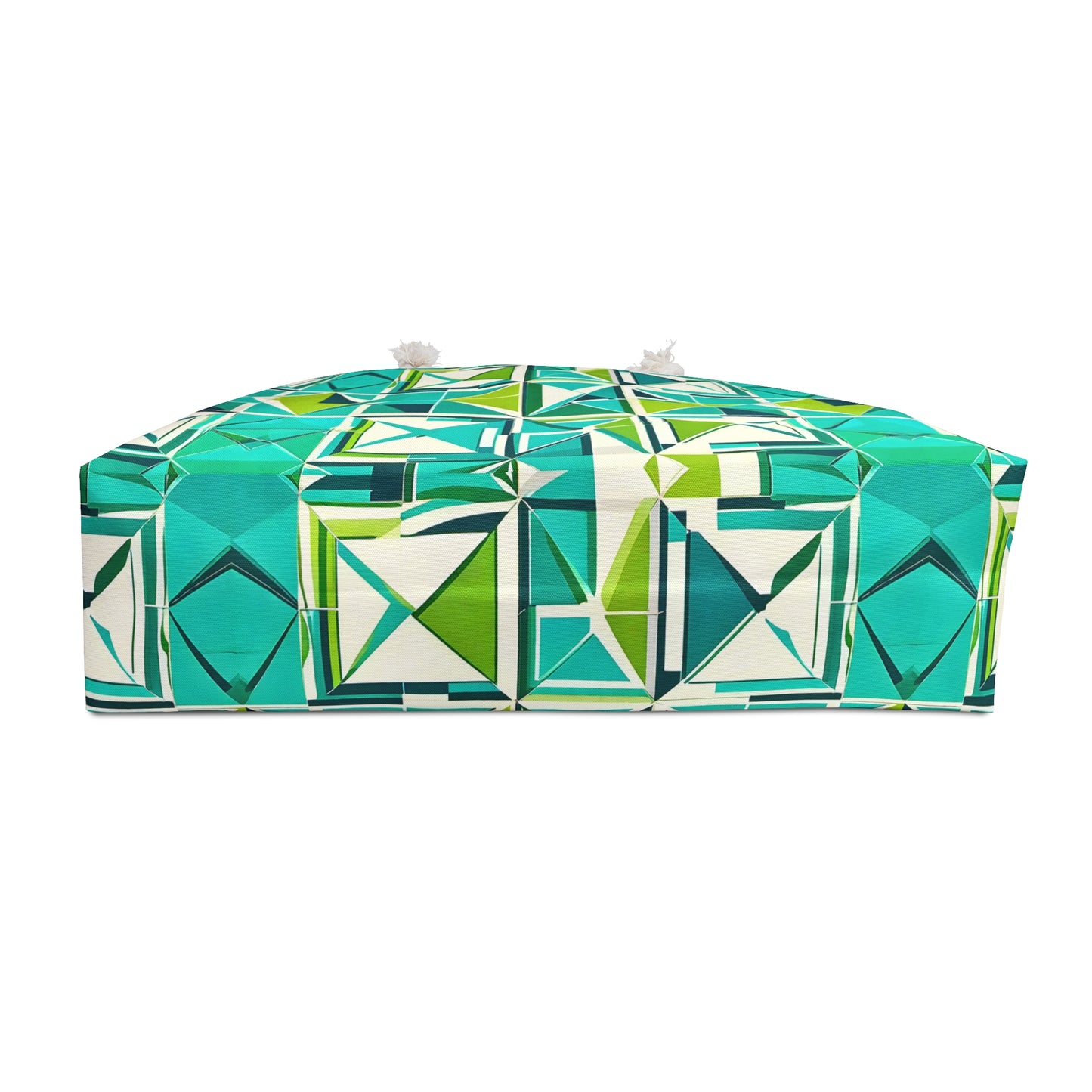 Midcentury Modern Cancun Vacation Tile Turquoise and Green Geometric Pattern Shopper Travel Market Beach Weekender Bag