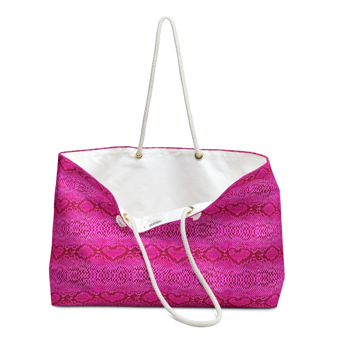 Pink Snakeskin Hot Pink Decorative Shopper Market Beach Weekender Bag