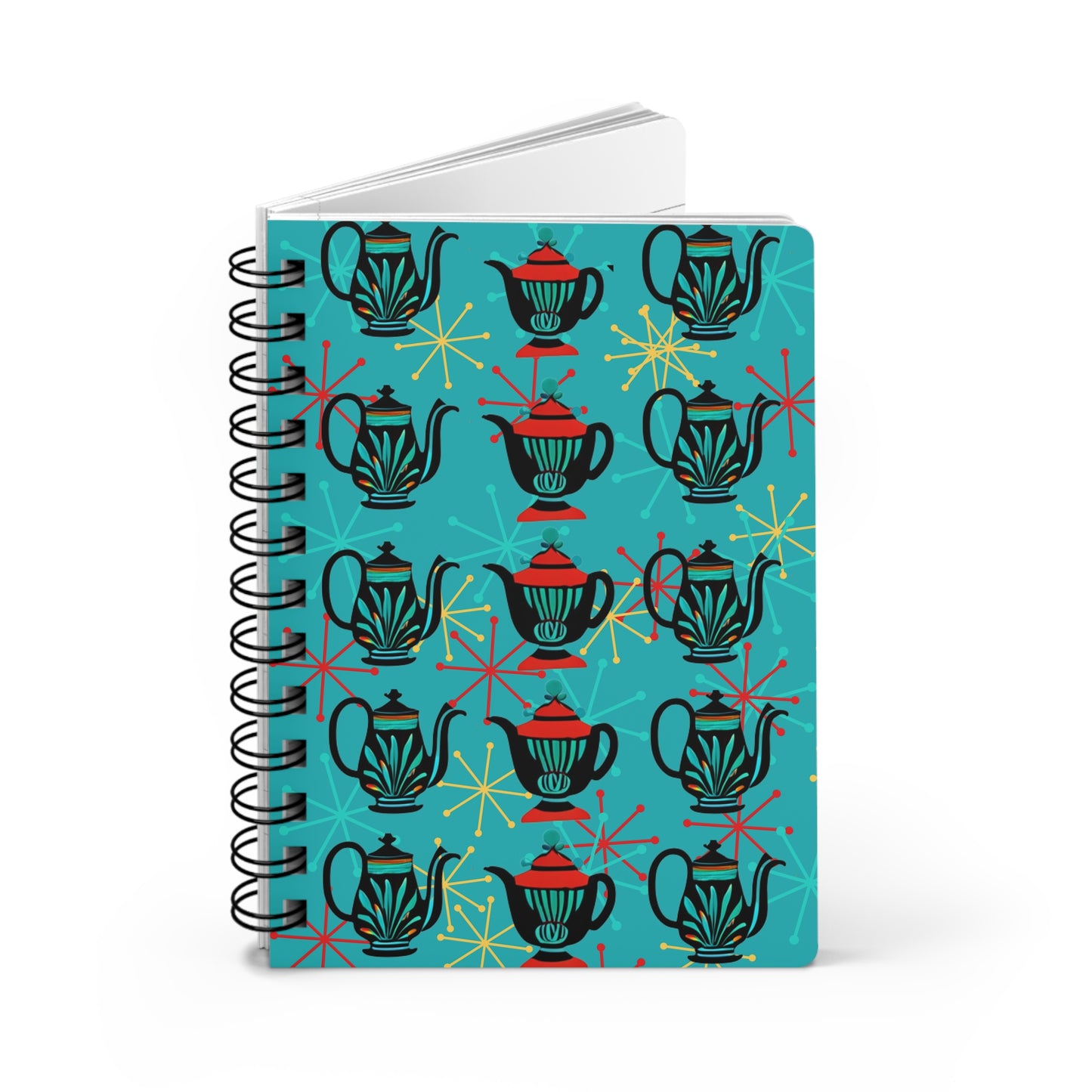 Ancient Teapots Midcentury Modern Decorative Writing Sketch Inspiration Spiral Bound Journal