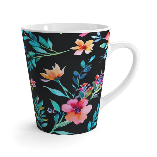 Midnight Floral II Watercolor Original  Decorative Hot Beverage Cappuccino Tea Latte Mug