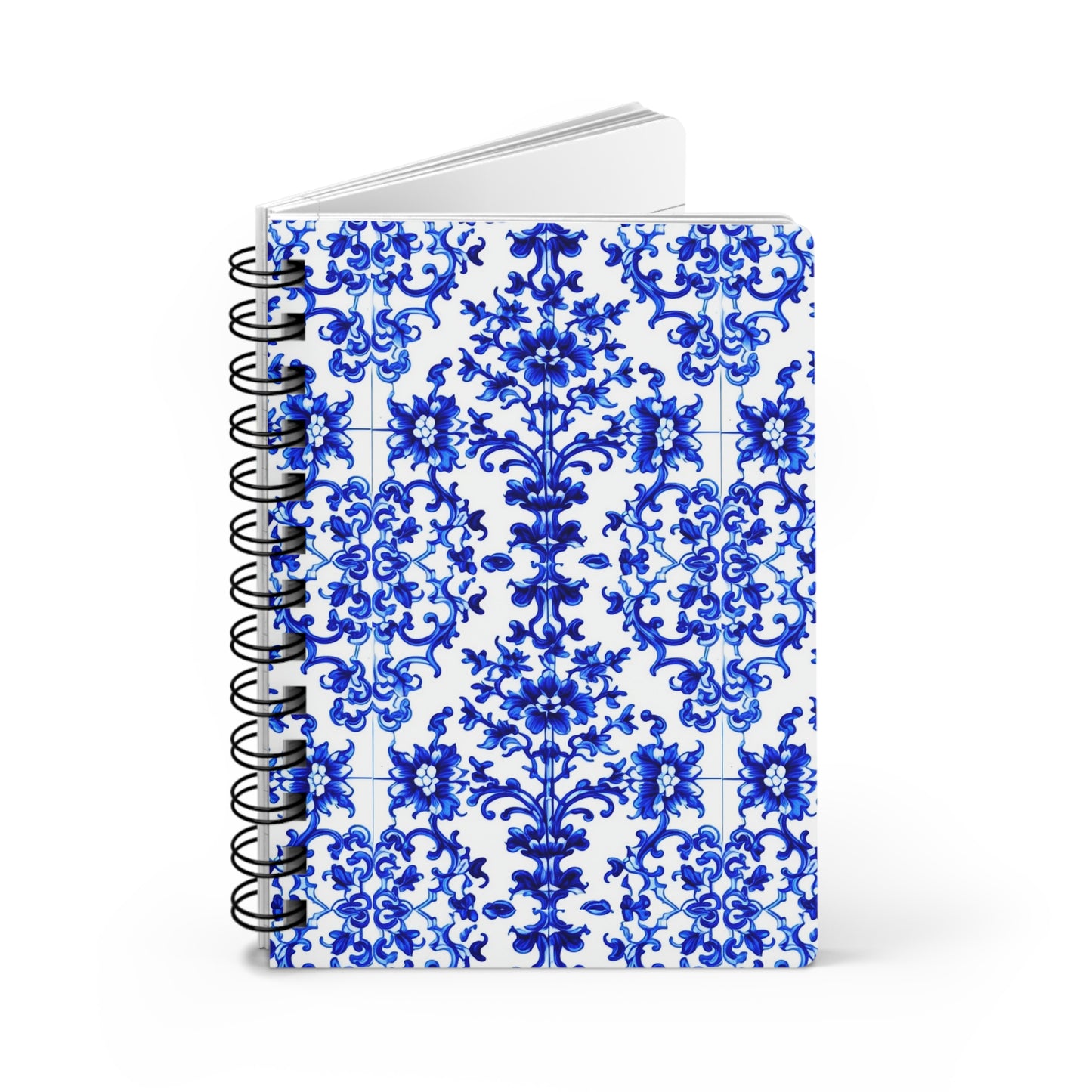 Portuguese Blue and White Tile Pattern Writing Sketch Inspiration Spiral Bound Journal