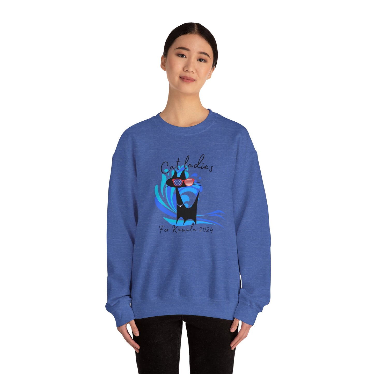 Cat Ladies for Kamala 2024 Unisex Heavy Blend™ Crewneck Sweatshirt