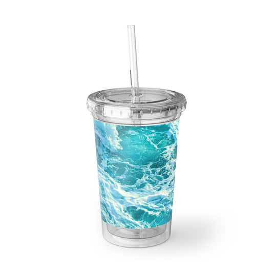 Ocean Blue Waves Coastal Beverage Travel Suave Acrylic Cup