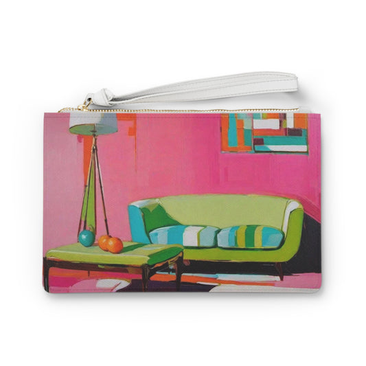 West Coast Apartment Vintage Flea Market Furniture Art Hot Pink Lime Green Travel Pouch Clutch Bag