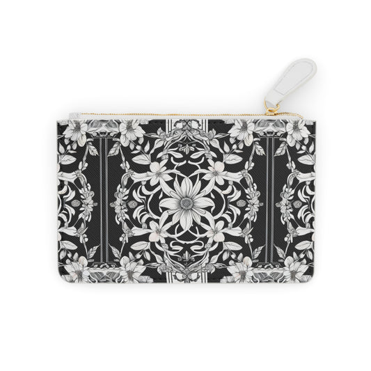 Black and White Poppies 1970s Mini Pouch Clutch Bag