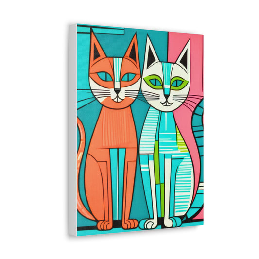 Cubist Cats Midcentury Modern Original Art Canvas Gallery Wraps