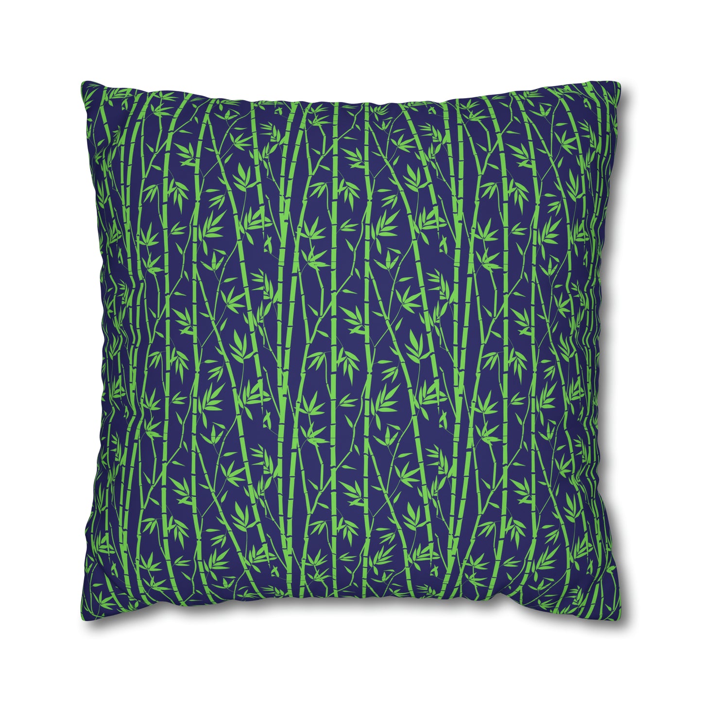 Bamboo Zen Meditation Garden Midnight Blue/Black Decorative Spun Polyester Pillow Cover