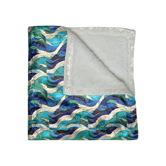 Cloisonne Waves Crushed Velvet Blanket