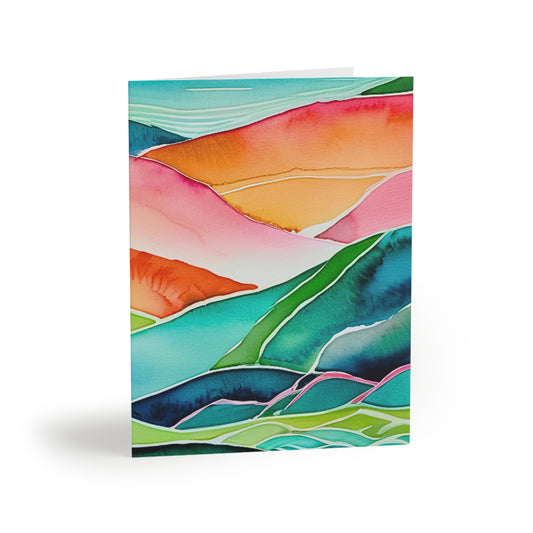 Sunset Sea Meditations Watercolor Landscape Decorative Art Note Greeting Cards (8 pcs)