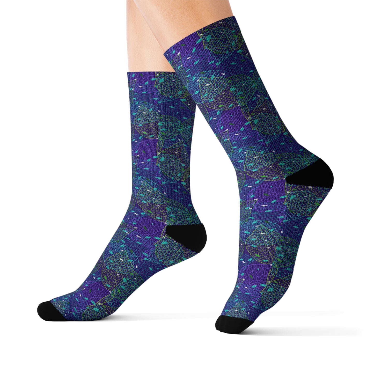 Iridescent Leaves  Decorative Pattern Sublimation Socks