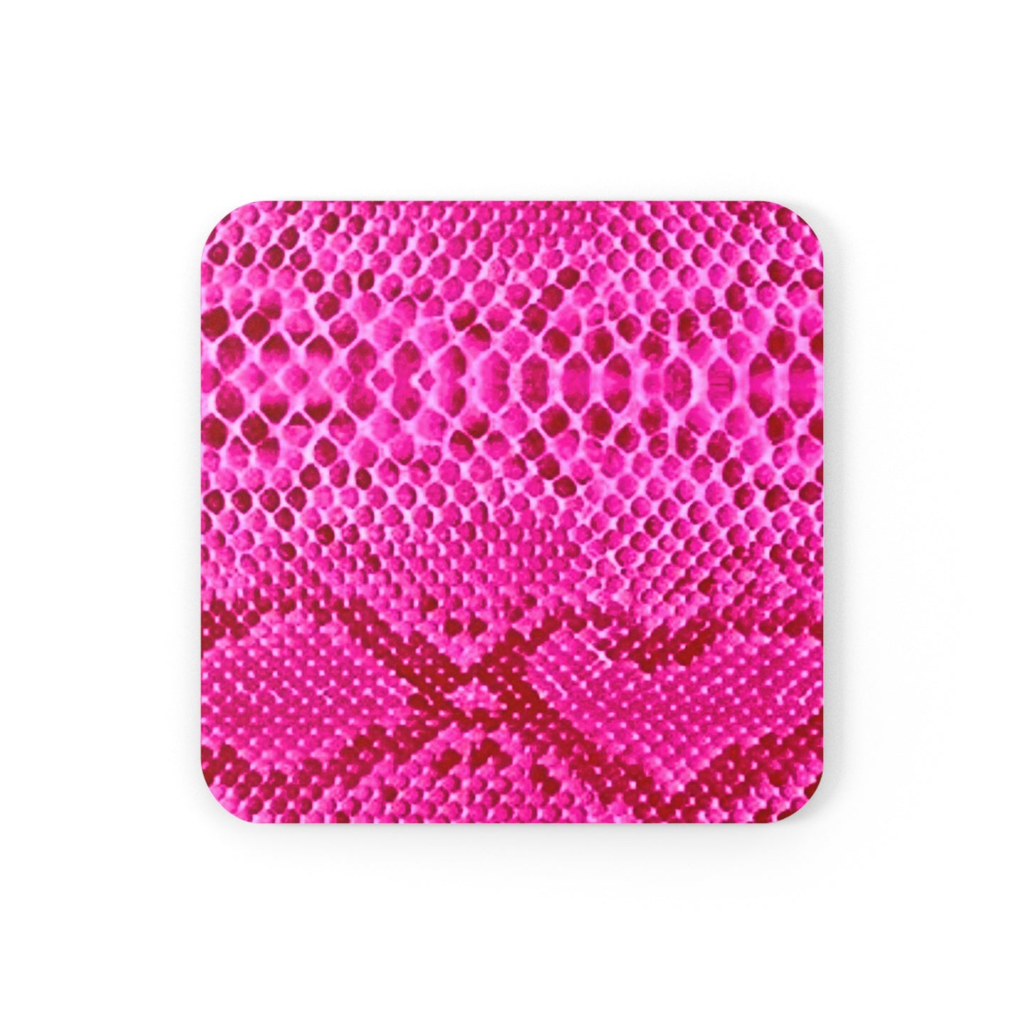 Hot Pink Snakeskin Cocktail Beverage Entertaining Corkwood Coaster Set