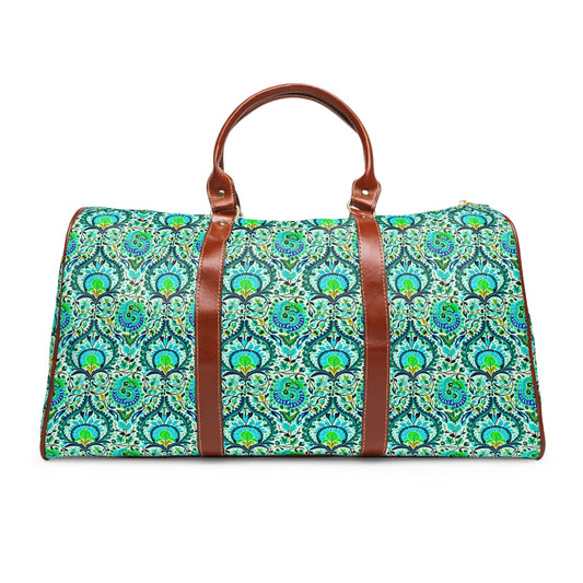 Suzani Tribal Pattern Blue and Green Bohemian Decorative Waterproof Travel Bag