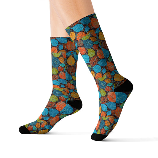 Scattered Leaves Decorative Sublimation Socks