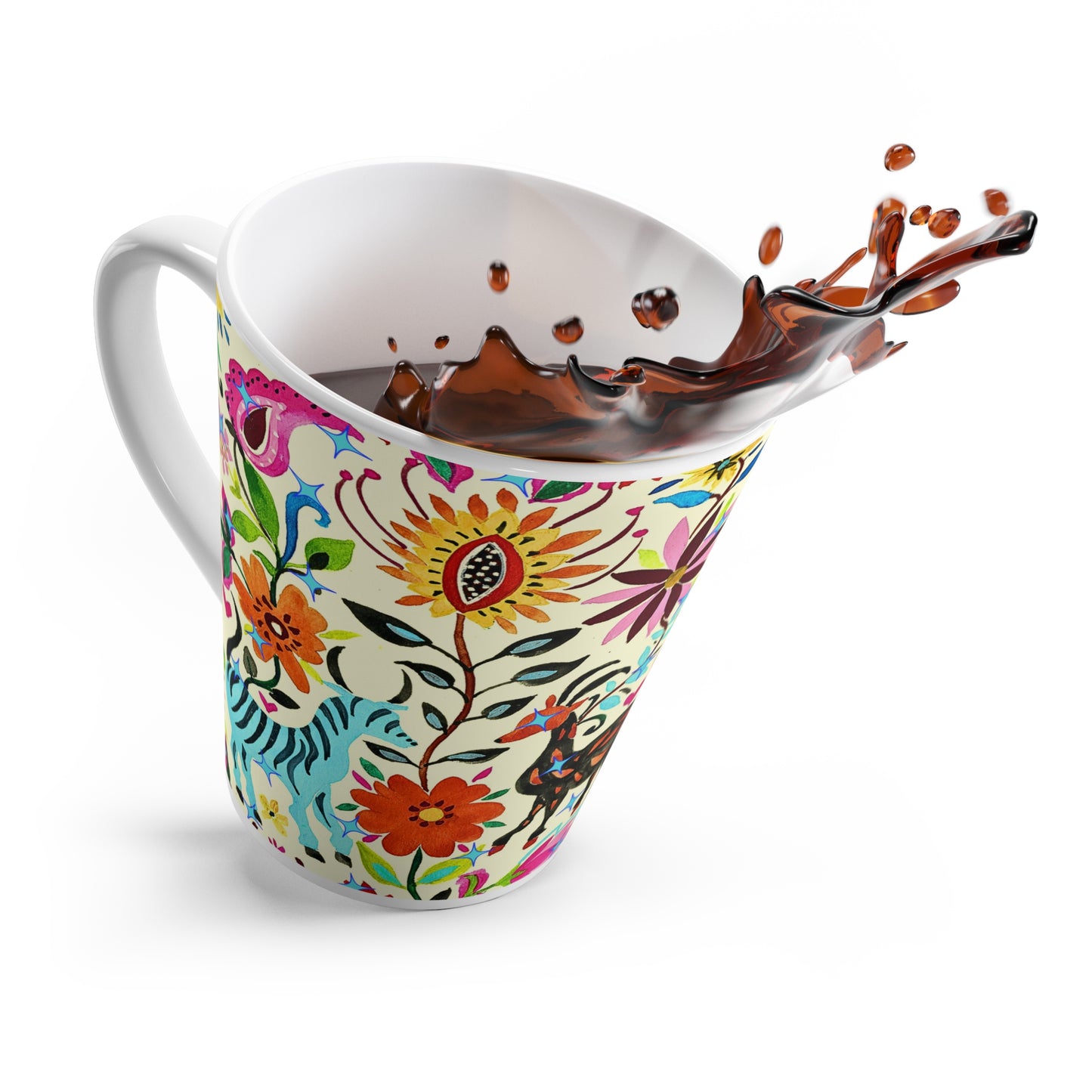 Festival of Springtime Folklore Floral Otomi Decorative Hot Beverage Cappuccino Tea Chia Latte Mug