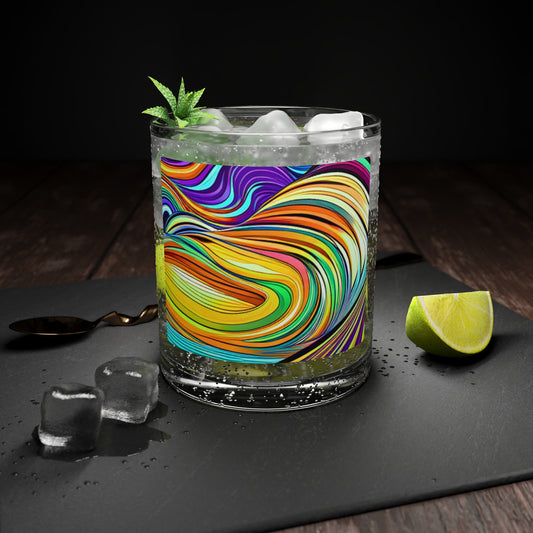 High Vibration Color Canyon Pattern Modern Art Cocktail Party Beverage Entertaining Bar Glass