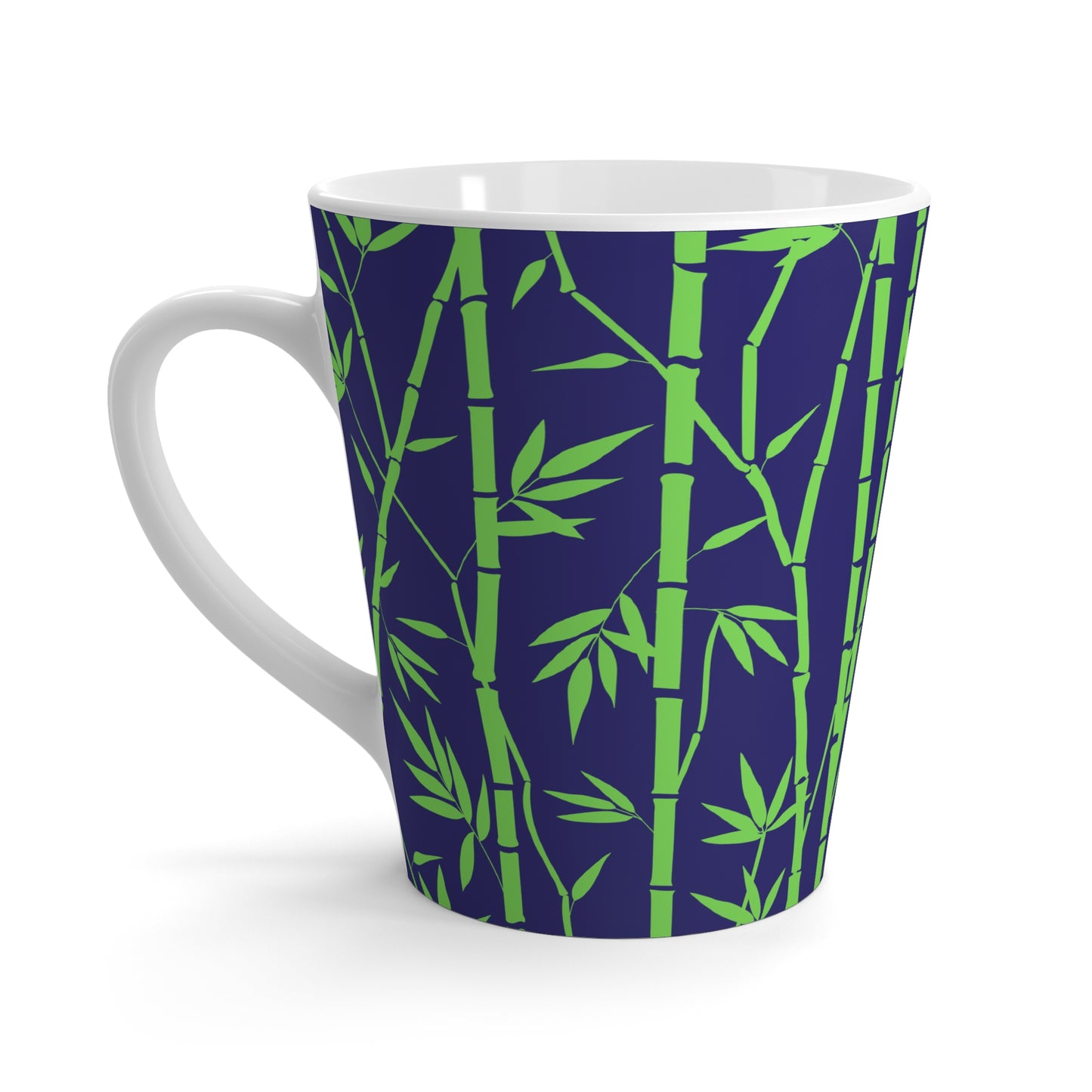 Bamboo Zen Meditation Garden Midnight Blue/Black Hot Beverage Cappuccino Matcha Tea Decorative Latte Mug