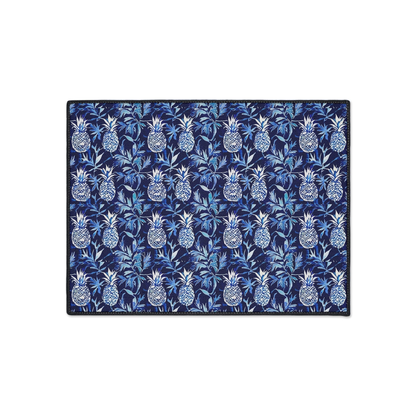 Blue and White Pineapple Batik Decorative Indoor Outdoor Heavy Duty Floor Mat