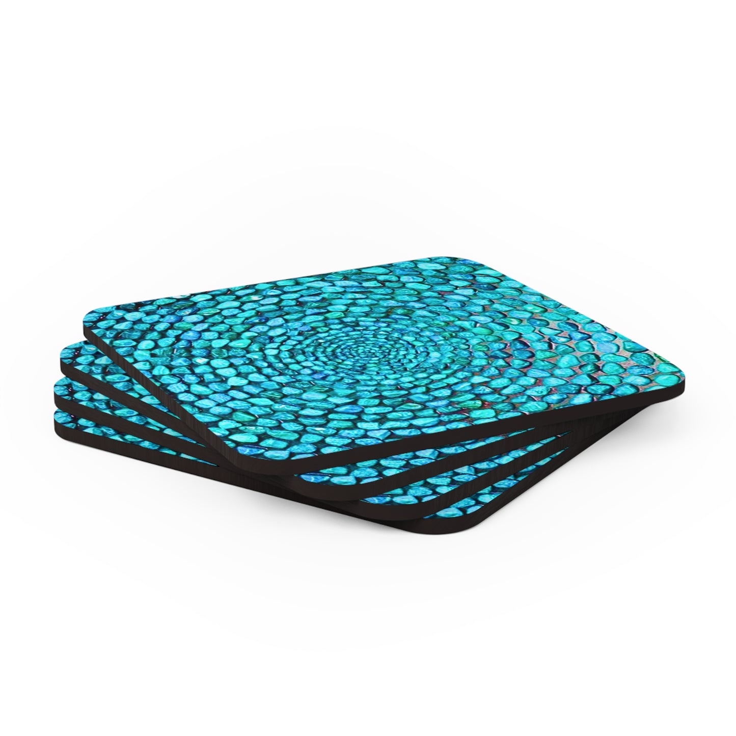 Turquoise Stones Jetty Cocktail Party Beverage Entertaining Corkwood Coaster Set