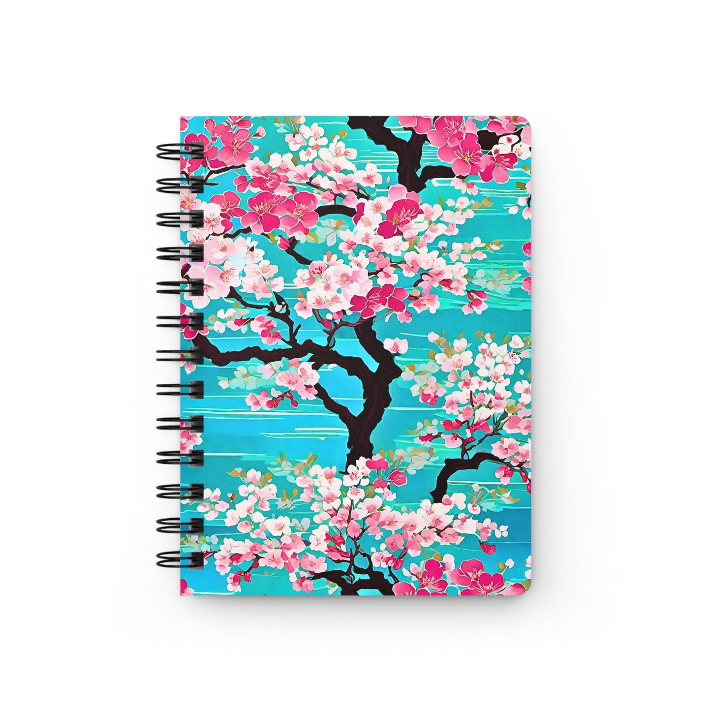 Turquoise Cherry Blossoms Japanese Kyoto Floral Writing Travel Journal Spiral Bound Journal