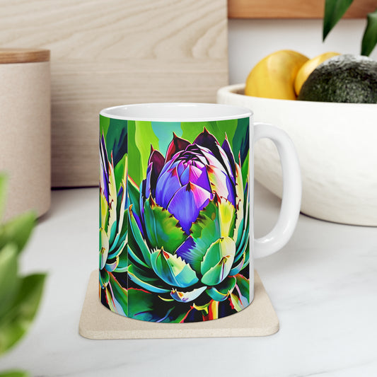 Vivid Artichoke Garden Coffee Tea Hot Beverage Ceramic Mug, 11oz