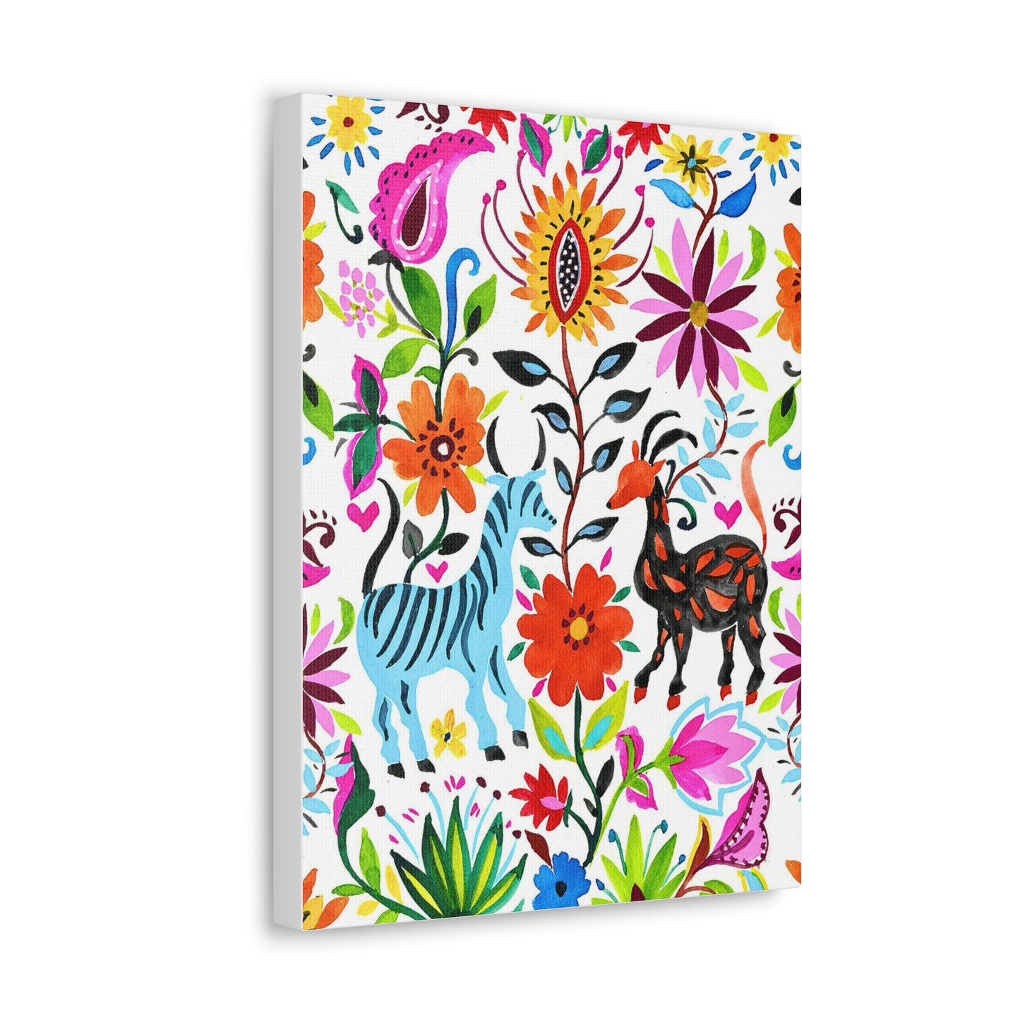 Otomi Festival of Springtime Folklore Floral  Decorative Art Canvas Gallery Wraps