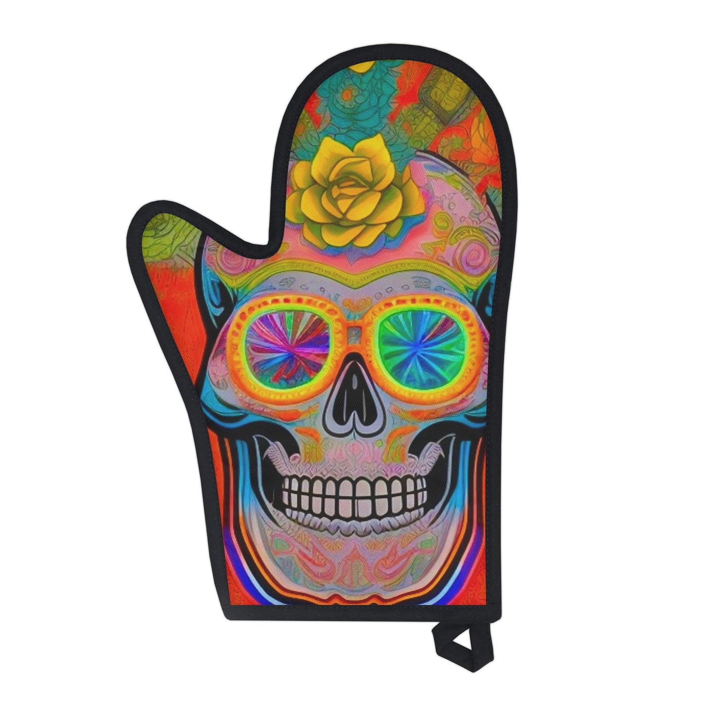 High Vibrations Skeleton Sugar Skull Neon Colors Oven Glove