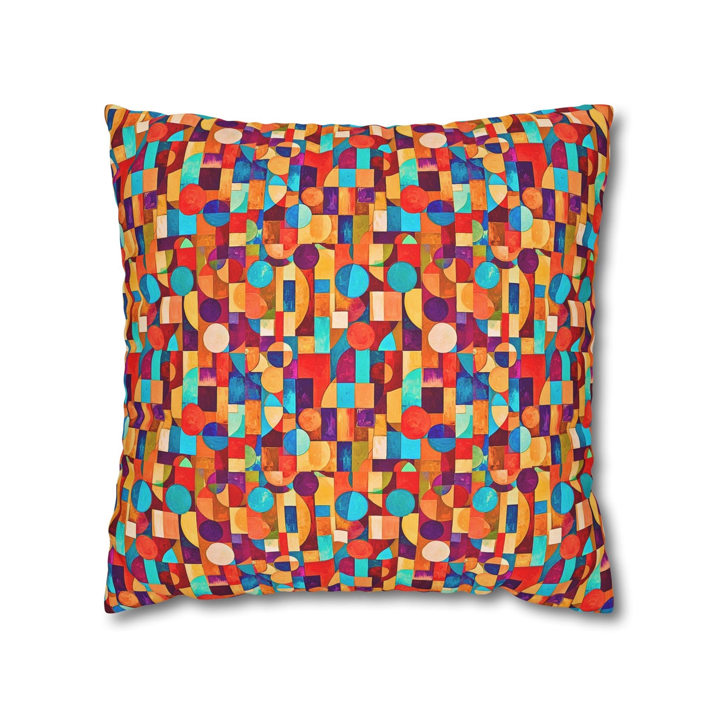 Painterly Cubist Square Poly Canvas Pillow Cover