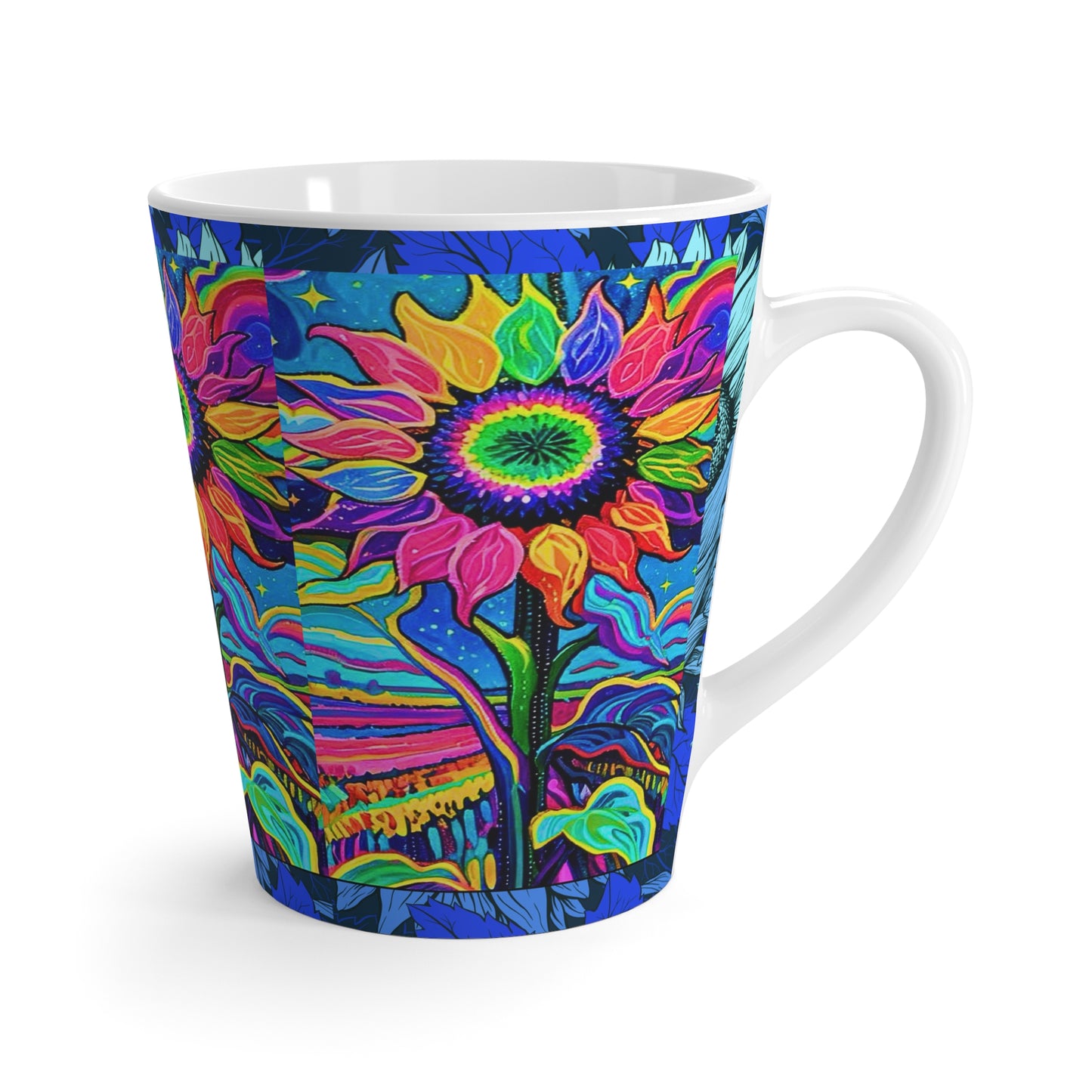 Electric Sunflower Collage Decorative Hot Cappuccino Latte Mug