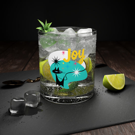 Joy Midcentury Modern Atomic Black Cat Cocktail Party Beverage Entertaining Bar Glass