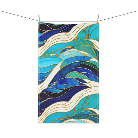 Cloisonne Waves Decorative Kitchen Tea Towel/Bar Towel