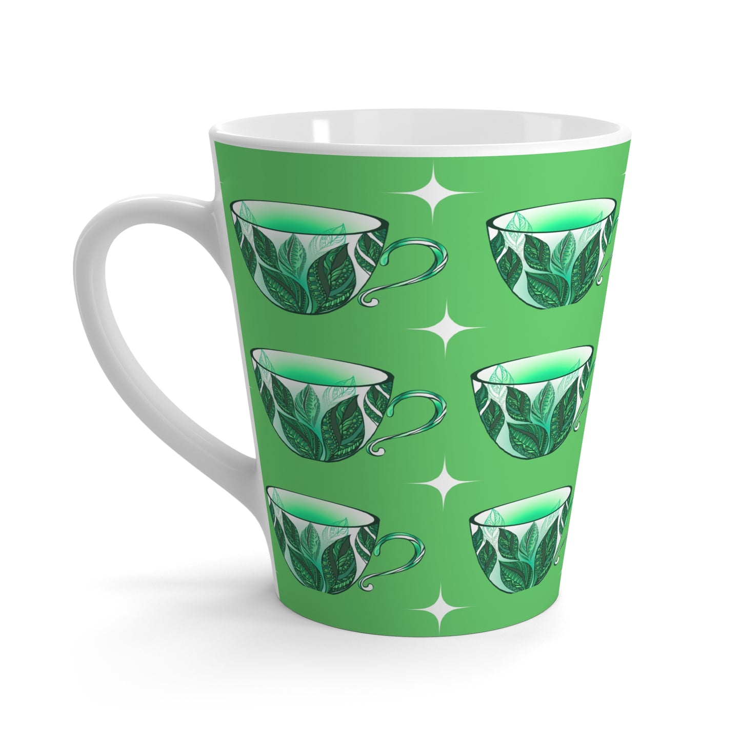 Cup of Mint Tea Midcentury Modern Hot Beverage Green Decorative Coffee Cappucino Latte Mug
