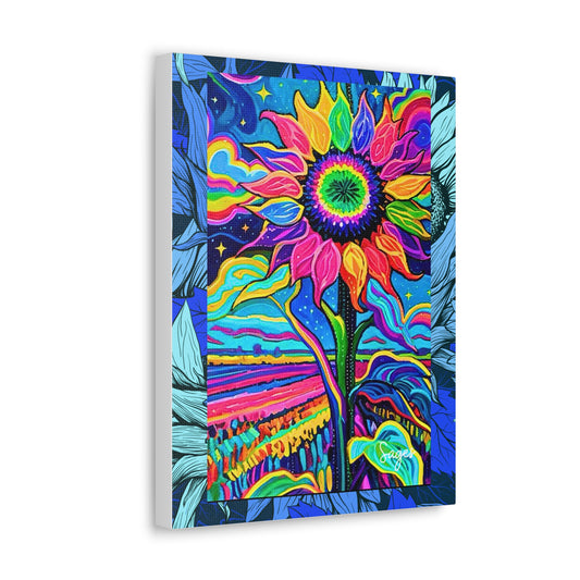 Electric Sunflower Collage Art Canvas Gallery Wraps