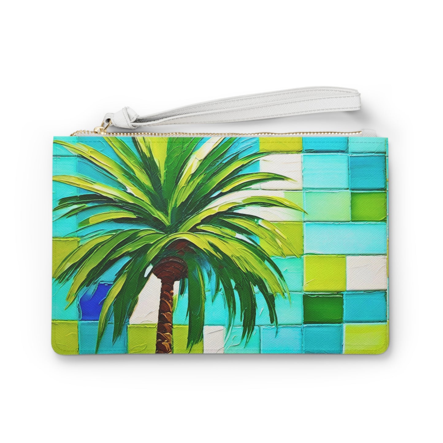 Turks and Caicos Palm Tree Poolside Tile Ocean Vacation Travel Pouch Clutch Bag