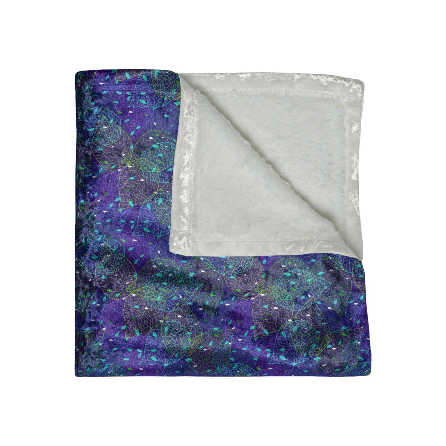 Iridescent Leaves Crushed Cozy Shimmering Velvet Blanket